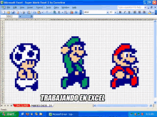 a microsoft excel spreadsheet with mario and luigi