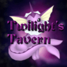 a twilight 's tavern logo with a purple eevee