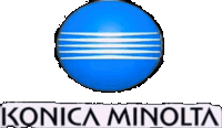 a konica minolta logo with a blue circle