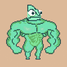 a pixel art drawing of a green monster