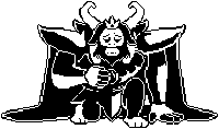 a pixel art of a king sitting on a throne with horns .