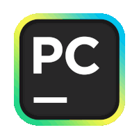 a black square with the word pc in white on it