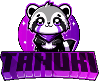 a purple logo with a raccoon and the word tamuhi on it