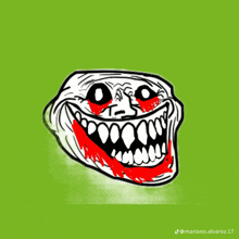 a troll face with blood coming out of its eyes and mouth