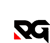 a black and red logo with the letter rg in the middle