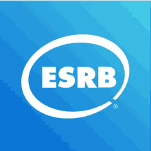 a blue background with a white circle that says esrb on it