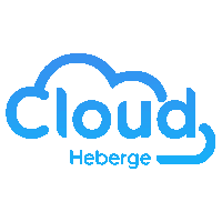 a blue logo for cloud heberge with a cloud in the middle