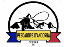 a logo for pescadors d' andorra shows a mountain and a rope