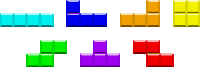 a set of tetris blocks in different colors