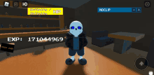 a screenshot of a video game shows a skeleton with blue eyes and the number 171044969