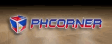 a logo for phcorner with a cube in the center