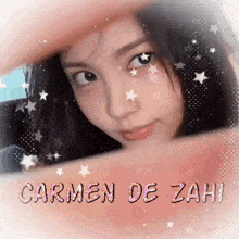 a picture of a woman with the name carmen de zahi written on it
