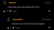 a screenshot of a pornhub video with a reply from dwehab650 .