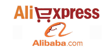 a logo for aliexpress and alibaba.com is displayed on a white background