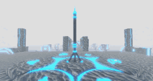 a computer generated image of a tower in the middle of a desert