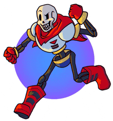 a cartoon drawing of papyrus with a red cape