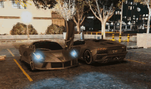 a ferrari and a lamborghini are parked next to each other