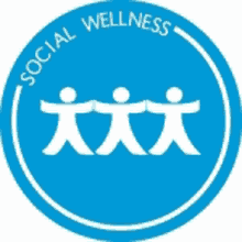 a blue circle with three people and the words social wellness on it