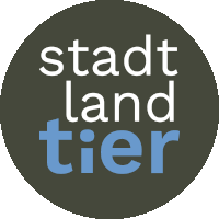 a logo that says stadt land tier in blue letters