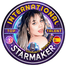 a logo for international starmaker with a woman in the center