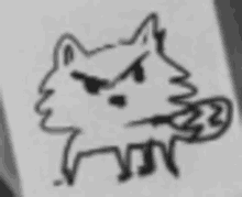 a black and white drawing of a wolf with an angry look on its face is on a piece of paper .