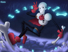 a drawing of papyrus is surrounded by glowing bones and the name kaos is on the bottom