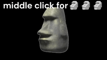 a statue of a face with the words " middle click for " written below it