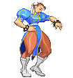 chun li from street fighter is a pixel art character .