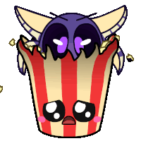 a cartoon drawing of a monster eating popcorn