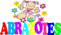 a cartoon girl with flowers and the words abrazotes