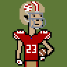 a pixel art drawing of a football player with the number 23