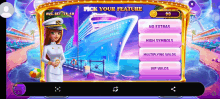 a screenshot of a video game with the words pick your feature on it