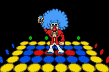 a pixel art drawing of a clown dancing