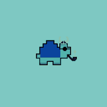 a pixel art of a turtle wearing a viking hat smoking a pipe