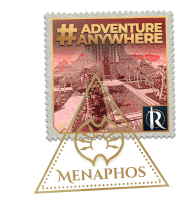 a stamp that says adventure anywhere is next to a stamp that says menaphos