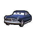 a blue car from cars with big eyes on a white background