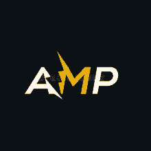 the word amp with a lightning bolt on it