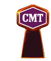 a keyhole with a purple sign that says cmt on it