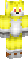 a minecraft skin of a yellow and white tiger with red eyes .