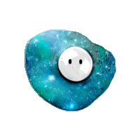 a blue galaxy with a white button in the middle of it