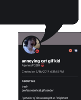 a screenshot of an annoying cat gif kid 's facebook page