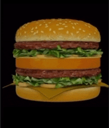 a hamburger with lettuce cheese and tomato on a black background