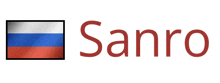 a logo for sanro with a russian flag in the corner