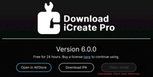 a screen that says download icreate pro version 6 0.0