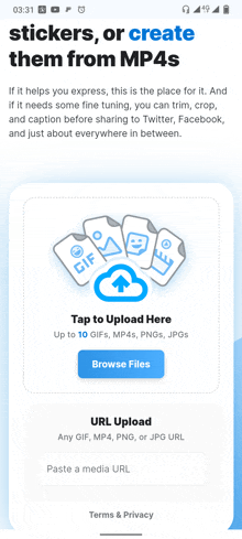 a screenshot of an app that allows you to upload stickers