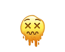 a melting smiley face with x 's on it 's eyes and mouth