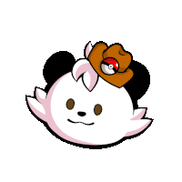 a cartoon drawing of a panda with glasses and a pokeball on its head