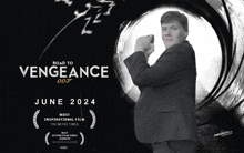 a poster for vengeance shows a man in a suit