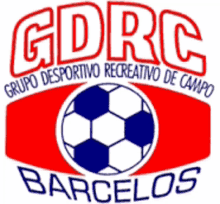 a logo for gdrc barcelos with a soccer ball in the center