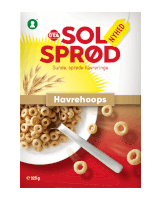 a box of havrehoops cereal with a spoon